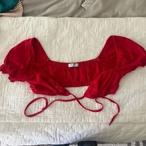 Red cropped tie top
